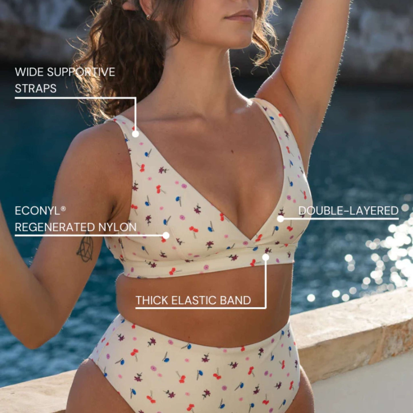 Bikini Plunge Top Flora